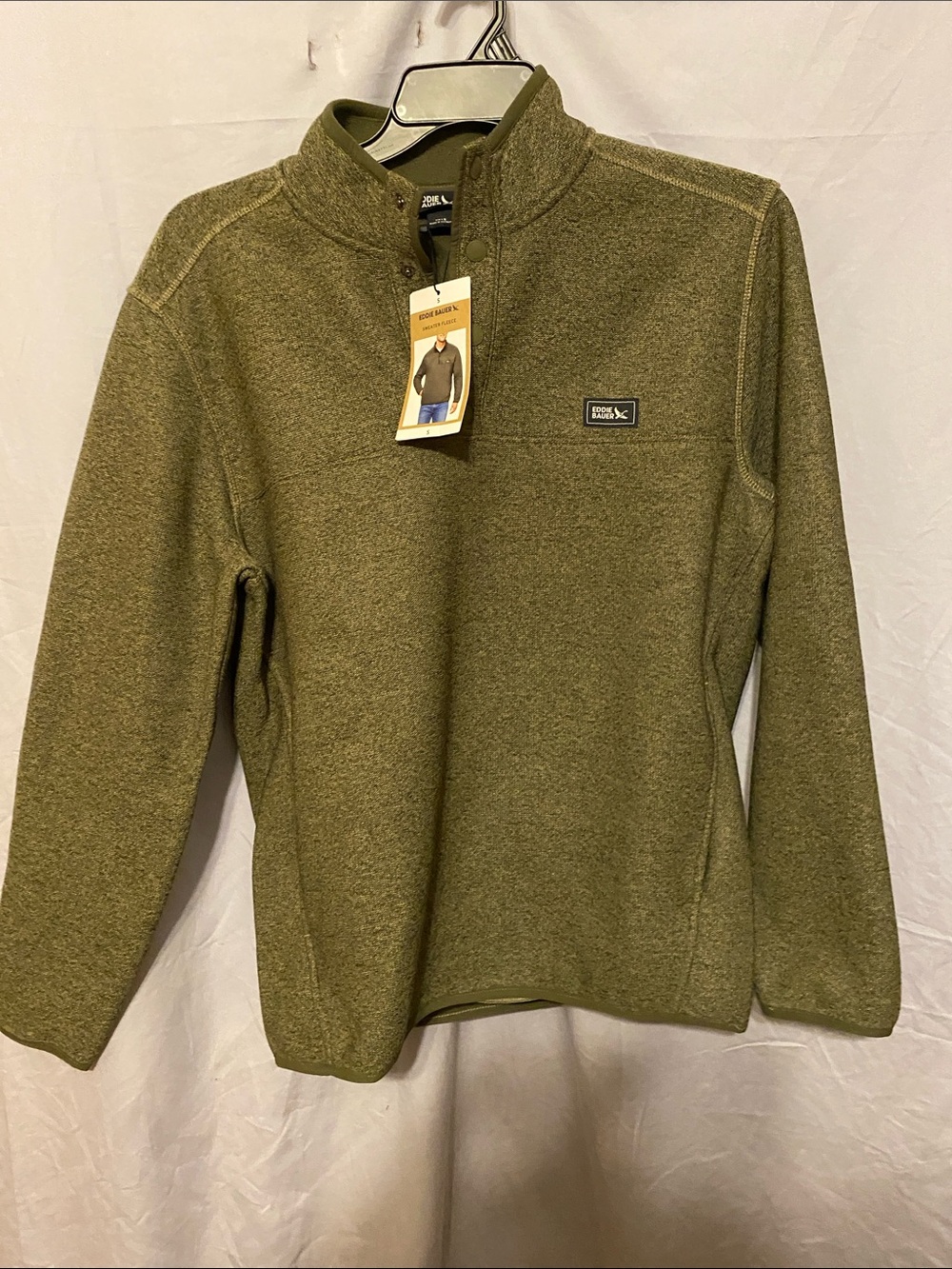 Eddie Bauer Quarter-snap Sweater - Olive Logo Patch
